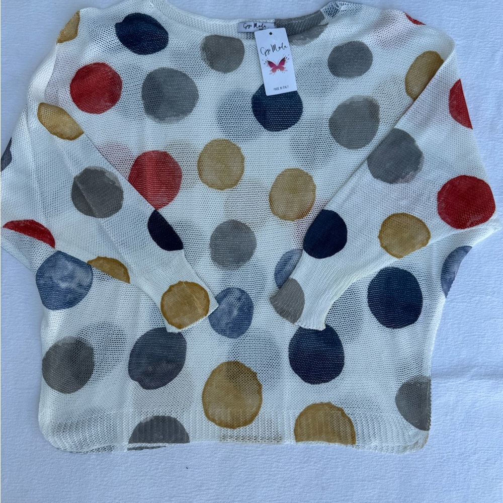 NWT Gigi Moda Colorful Polka Dot Sweater OS